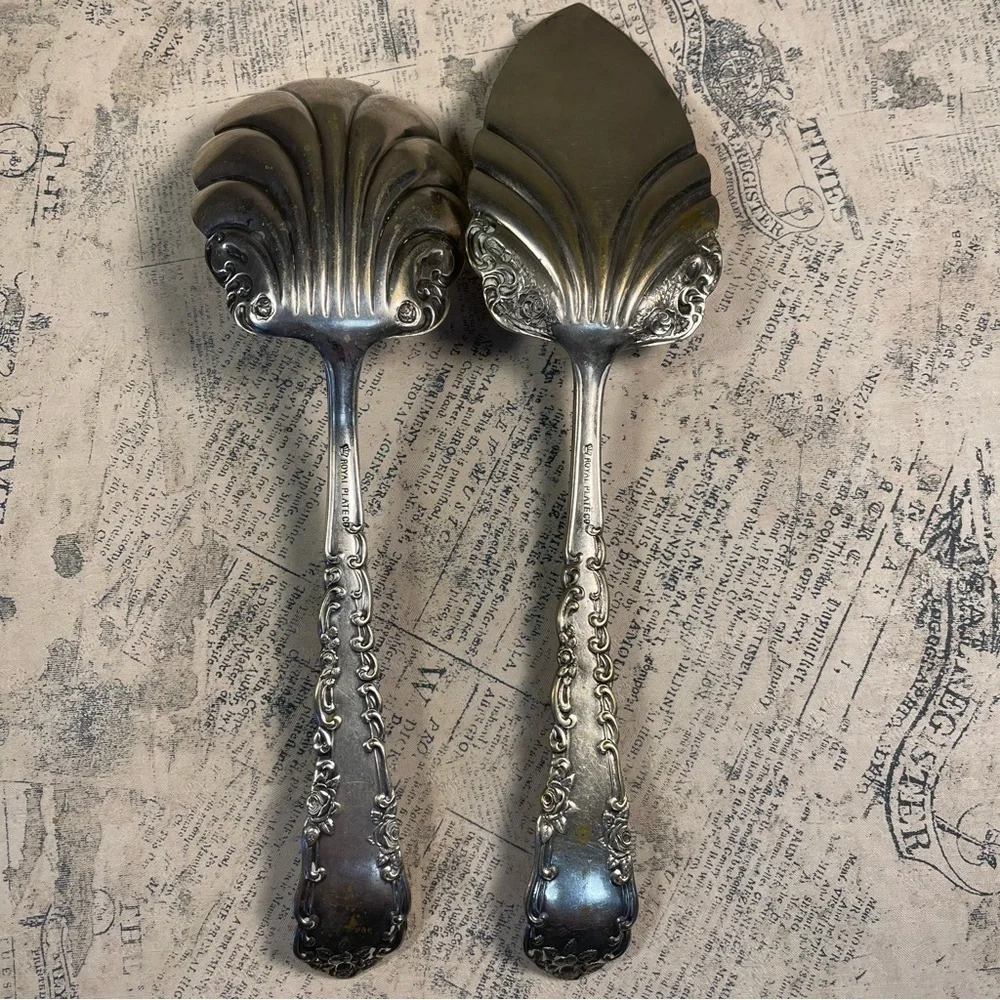 Royal Plate Co. Solid Serving Spoon and Cake Serving 1905 